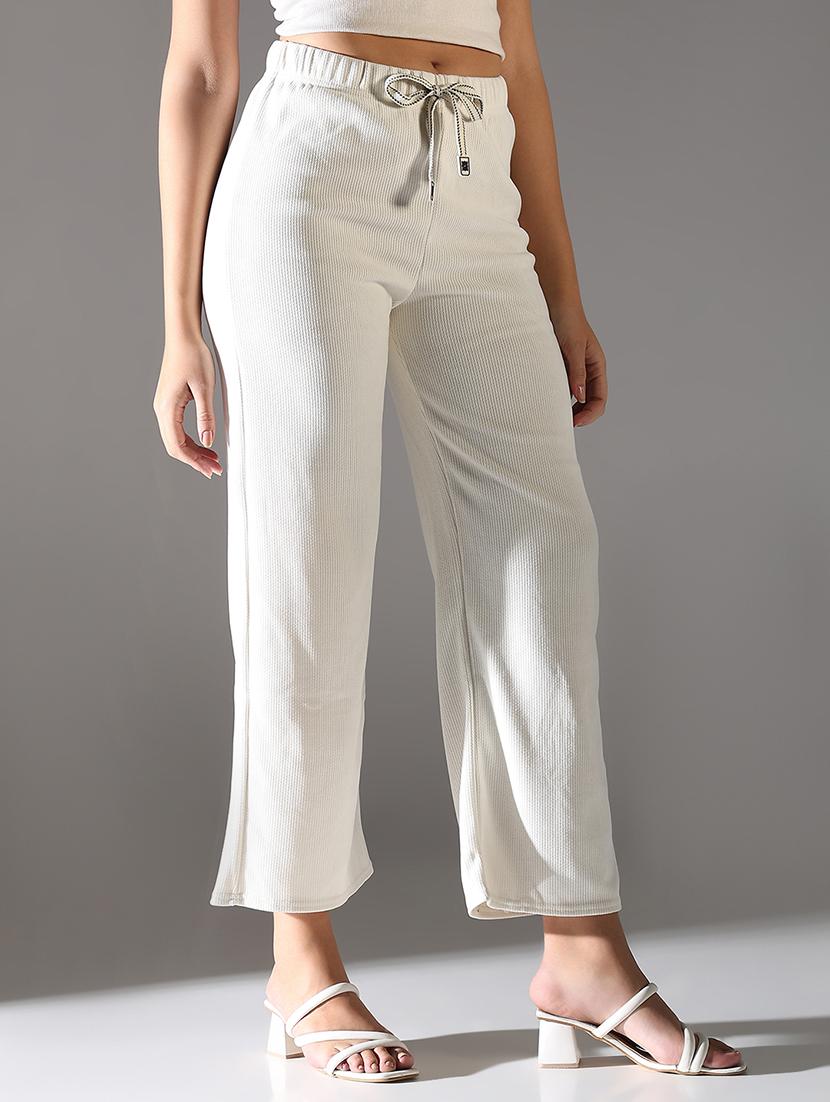 women high rise solid wide leg trouser - 21682335 - Standard Image - 2