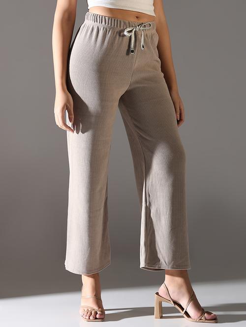 women high rise solid wide leg trouser - 21682336 - Standard Image - 0
