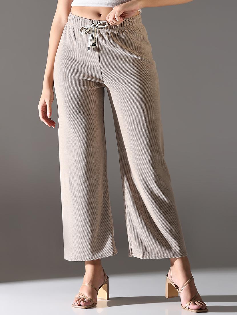 women high rise solid wide leg trouser - 21682336 - Standard Image - 2