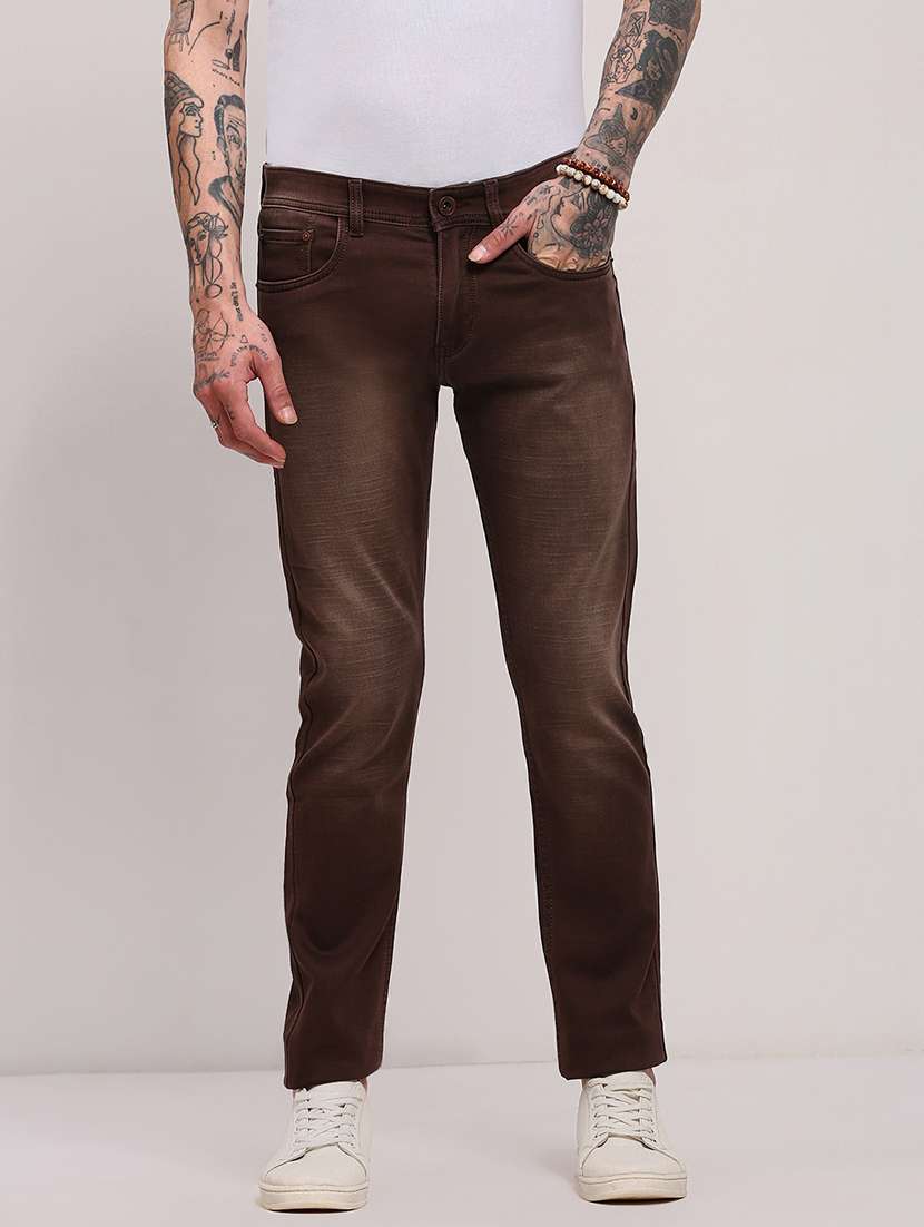 men low rise slim fit plain jeans - 21682337 - Zoom Image - 0