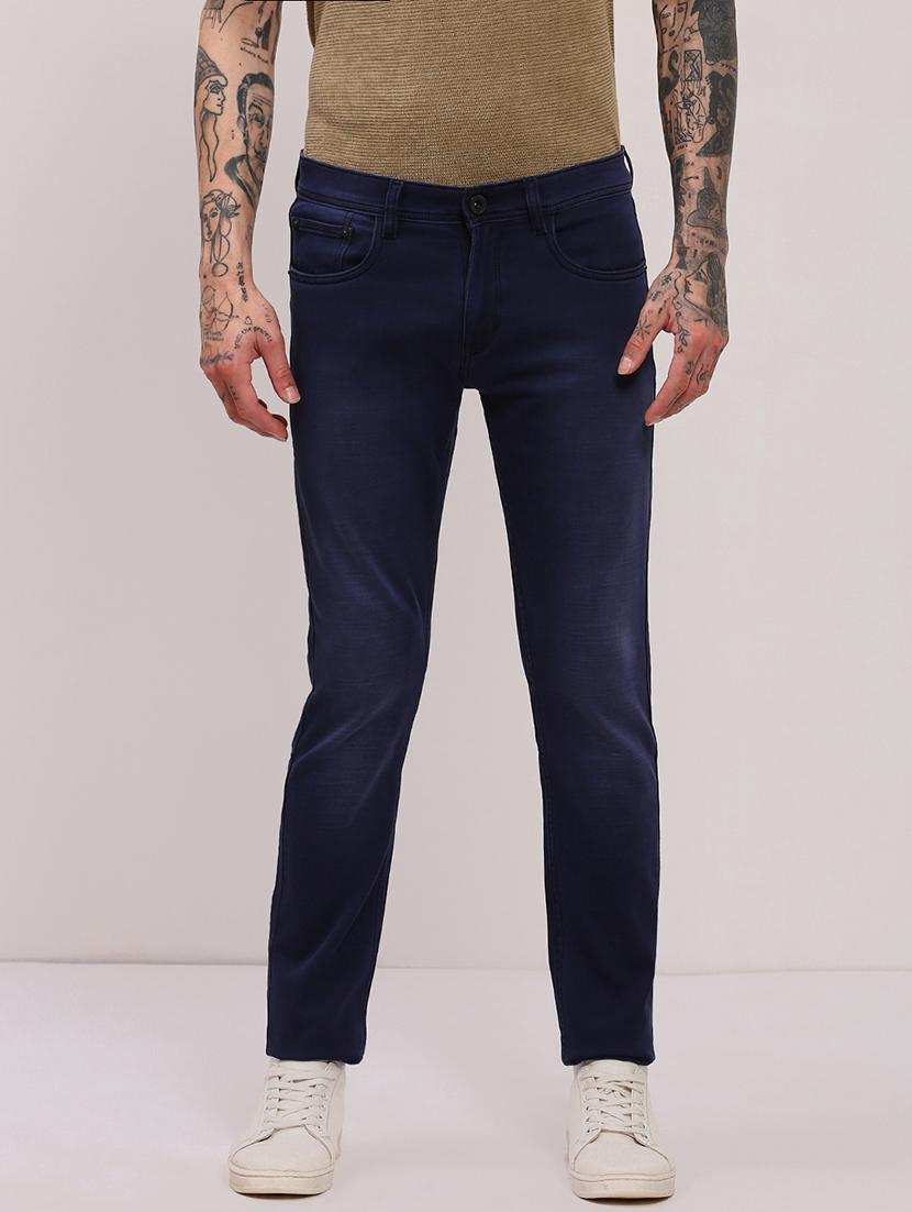 men low rise slim fit plain jeans