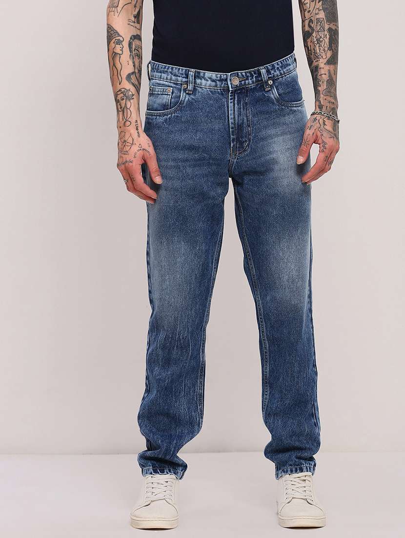 men low rise slim fit plain jeans