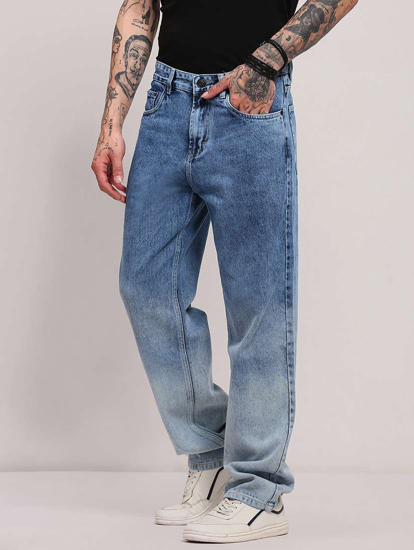 men low rise straight fit washed jeans - 21682346 - Standard Image - 2