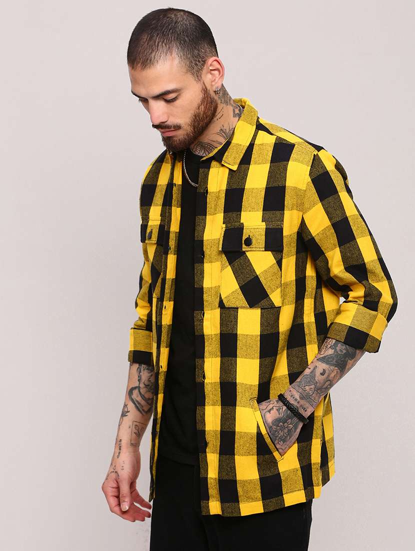 men long sleeves checkered casual shirt - 21682348 -  Standard Image - 2