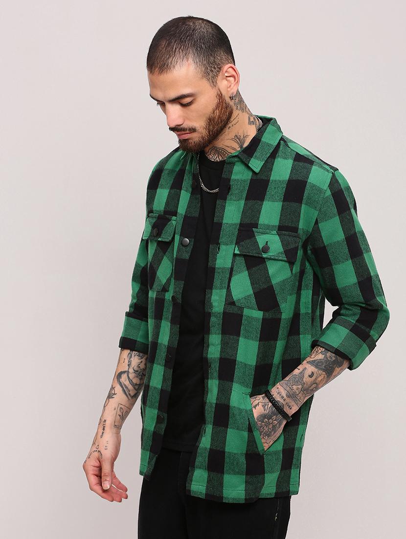men long sleeves checkered casual shirt - 21682349 - Standard Image - 2