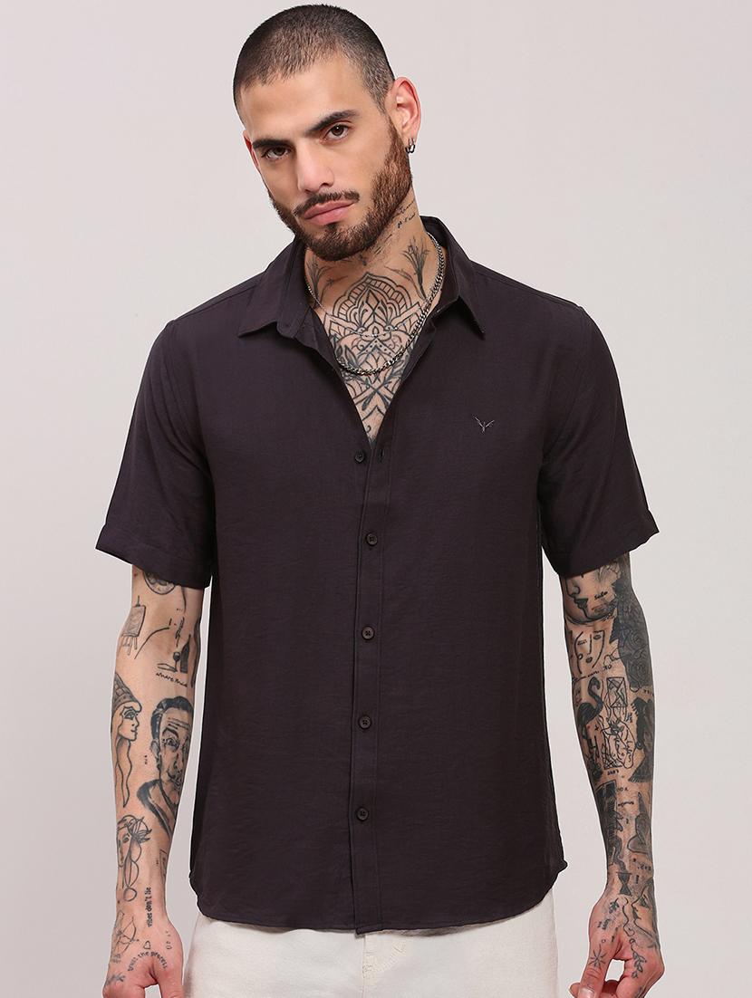 men short sleeves solid casual shirt - 21682358 -  Zoom Image - 0