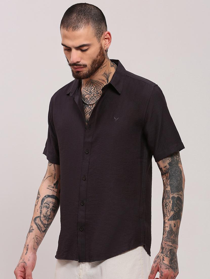 men short sleeves solid casual shirt - 21682358 - Standard Image - 2