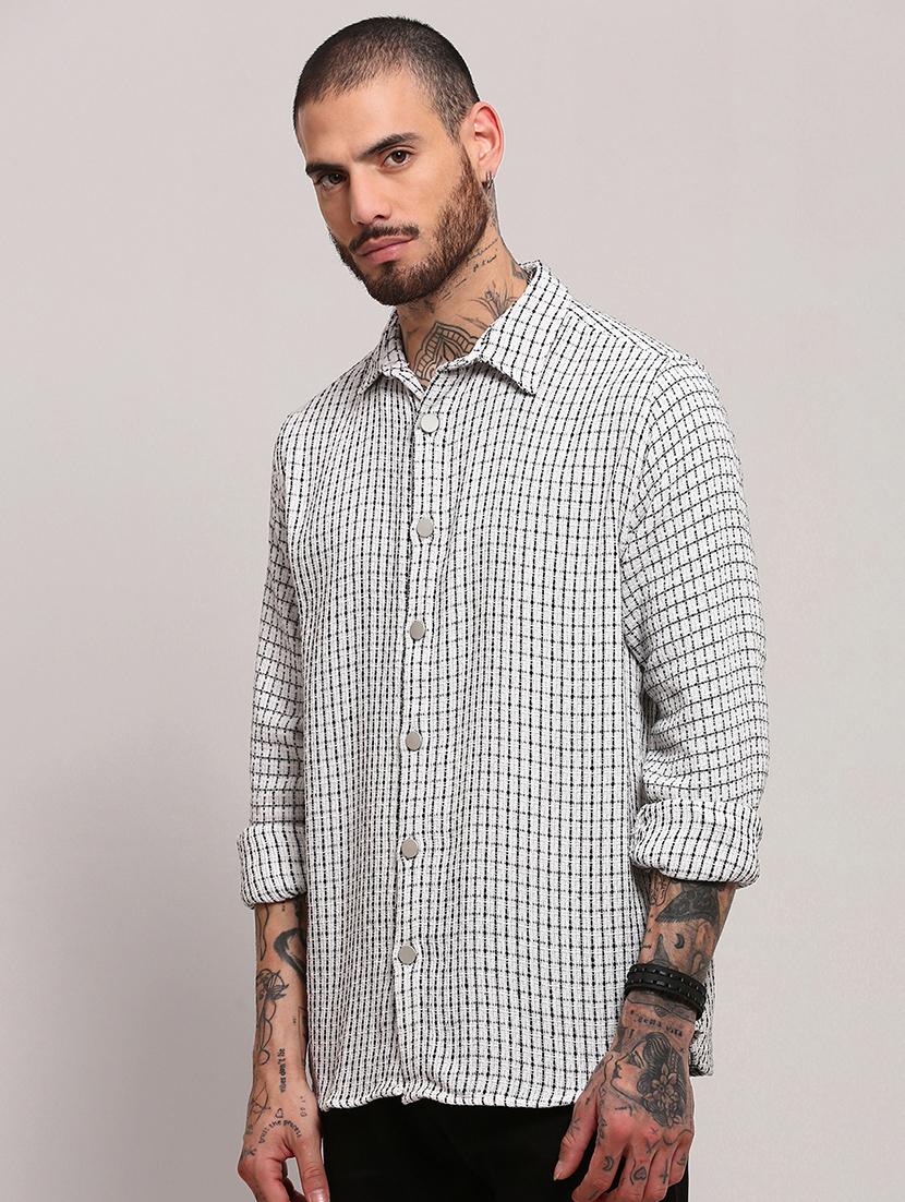 men long sleeves checkered casual shirt - 21682364 - Standard Image - 2