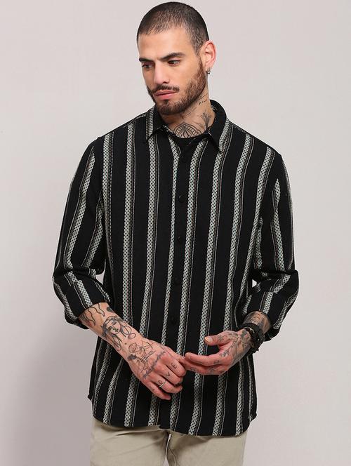 men long sleeves striped casual shirt - 21682366 - Standard Image - 0
