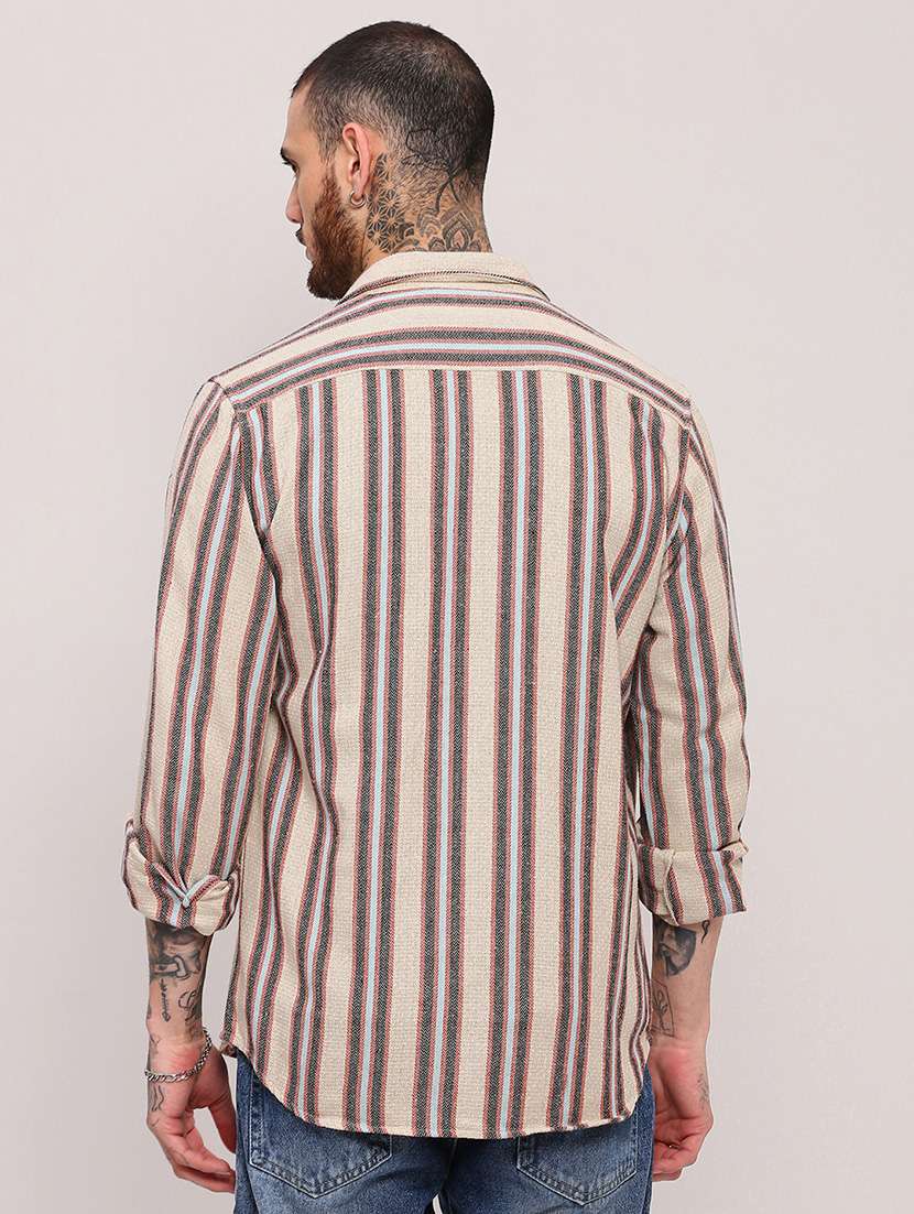 men long sleeves striped casual shirt - 21682367 - Standard Image - 2