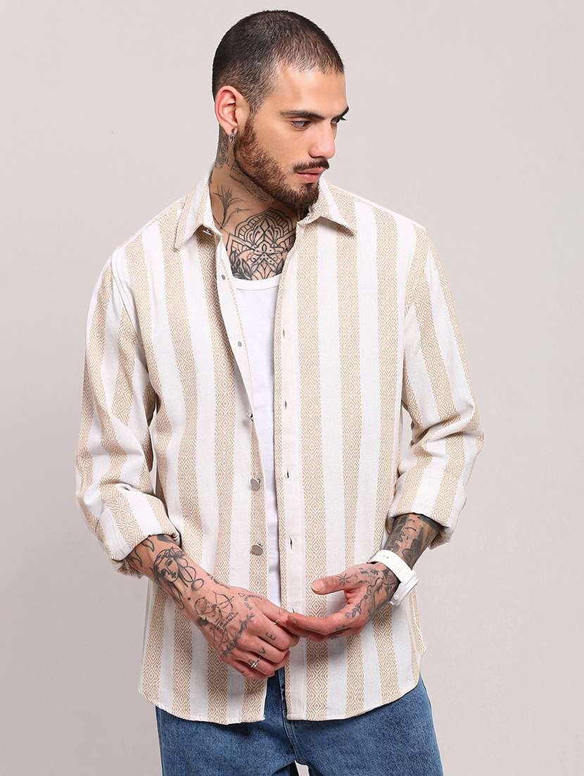 men long sleeves striped casual shirt