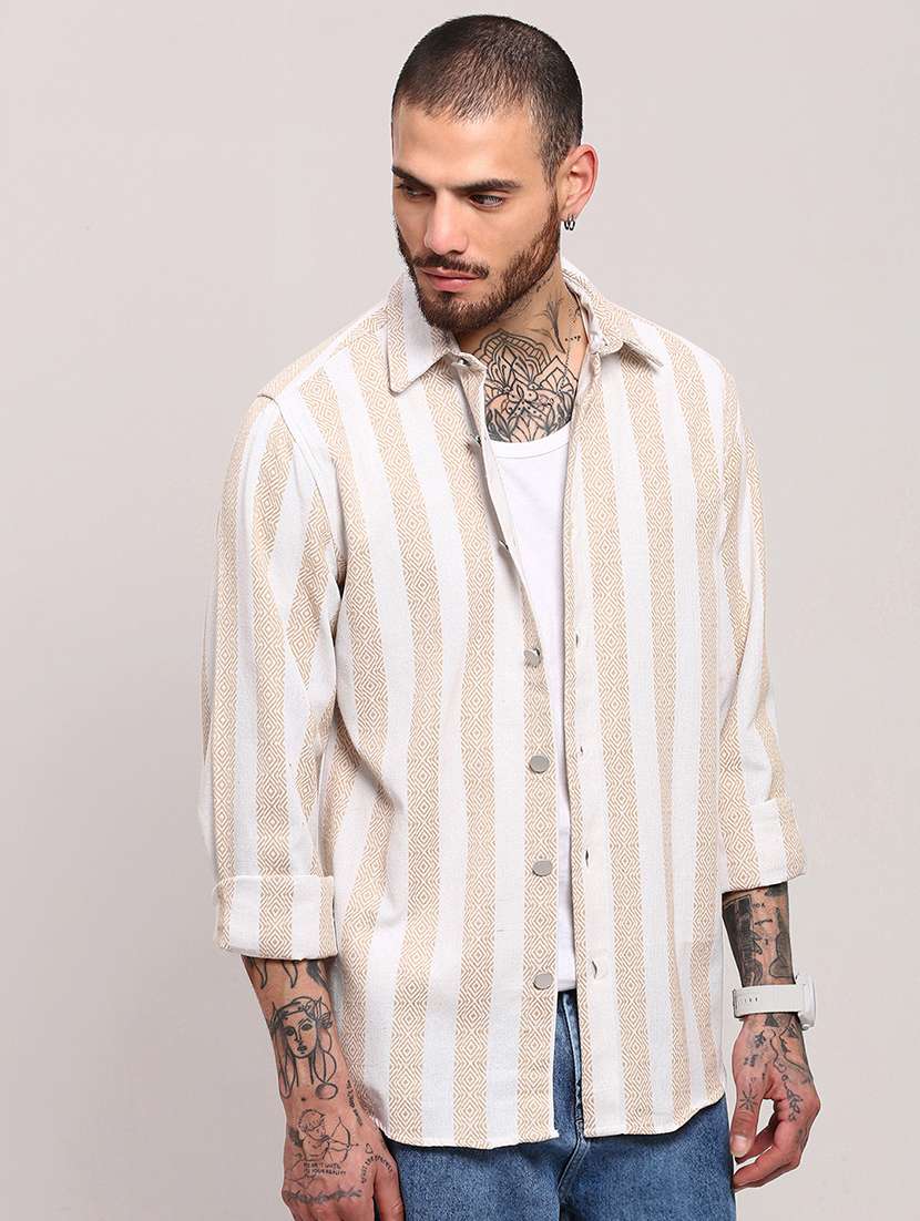 men long sleeves striped casual shirt - 21682372 -  Standard Image - 2