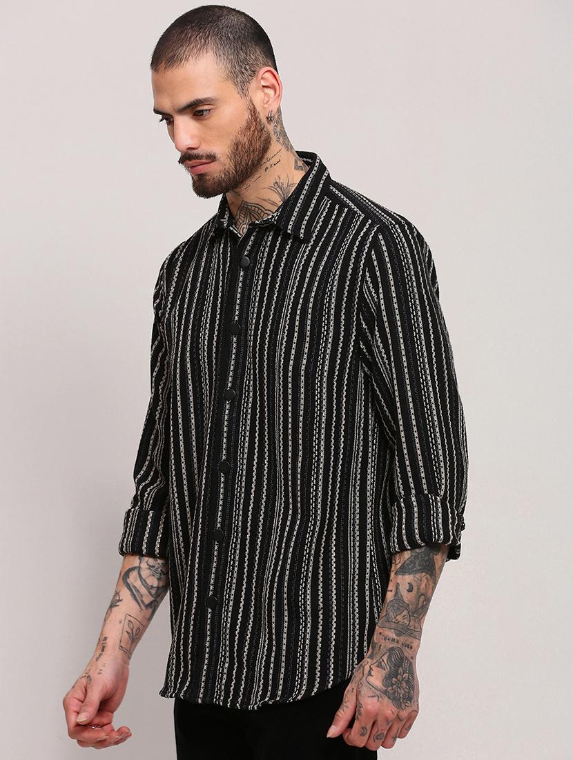 men long sleeves striped casual shirt - 21682373 - Standard Image - 2