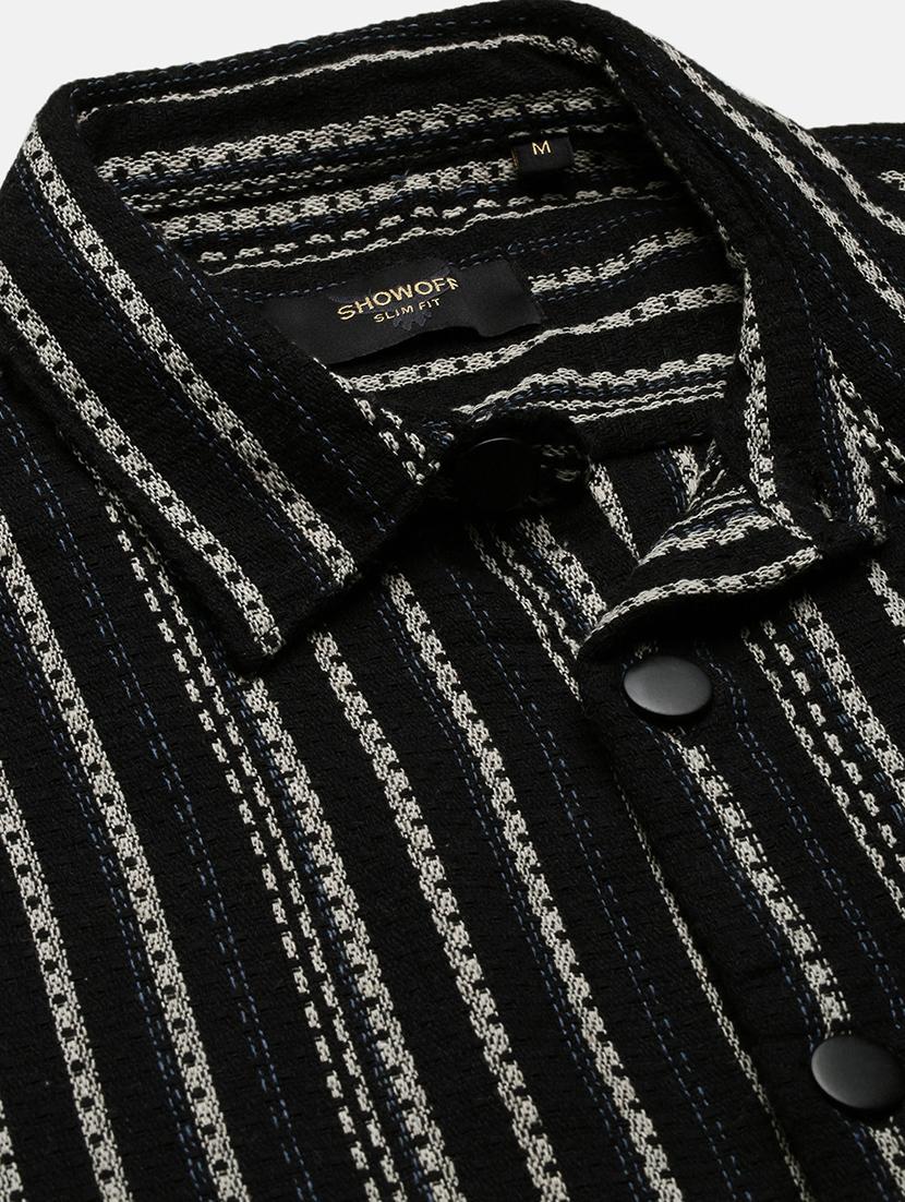 men long sleeves striped casual shirt - 21682373 - Standard Image - 7