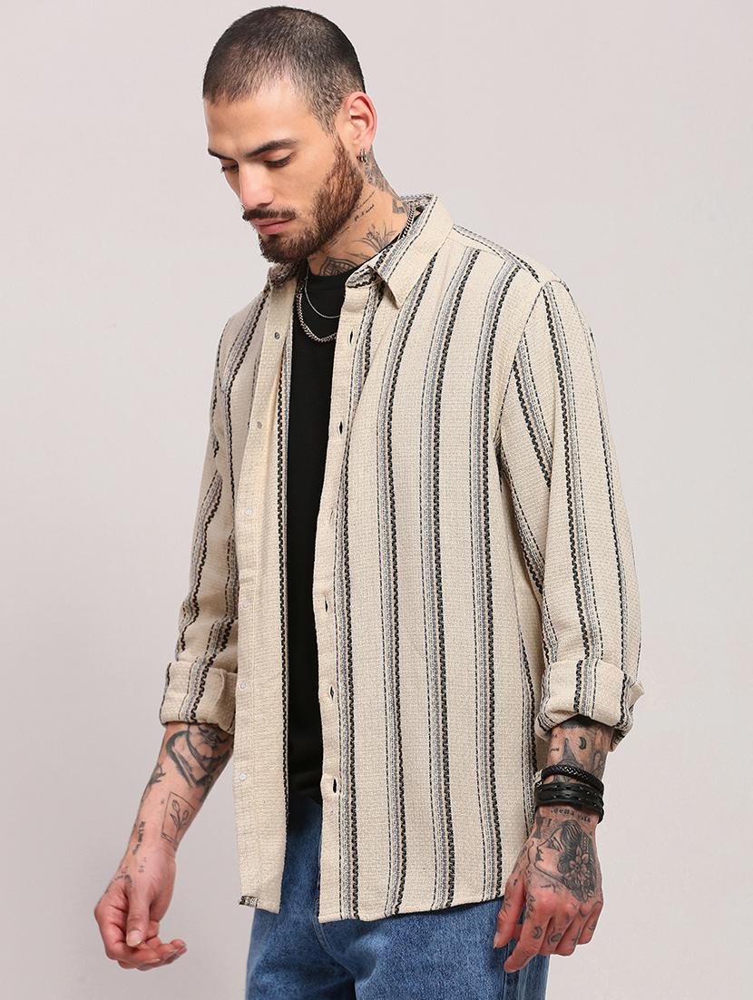 men long sleeves striped casual shirt - 21682374 - Standard Image - 2