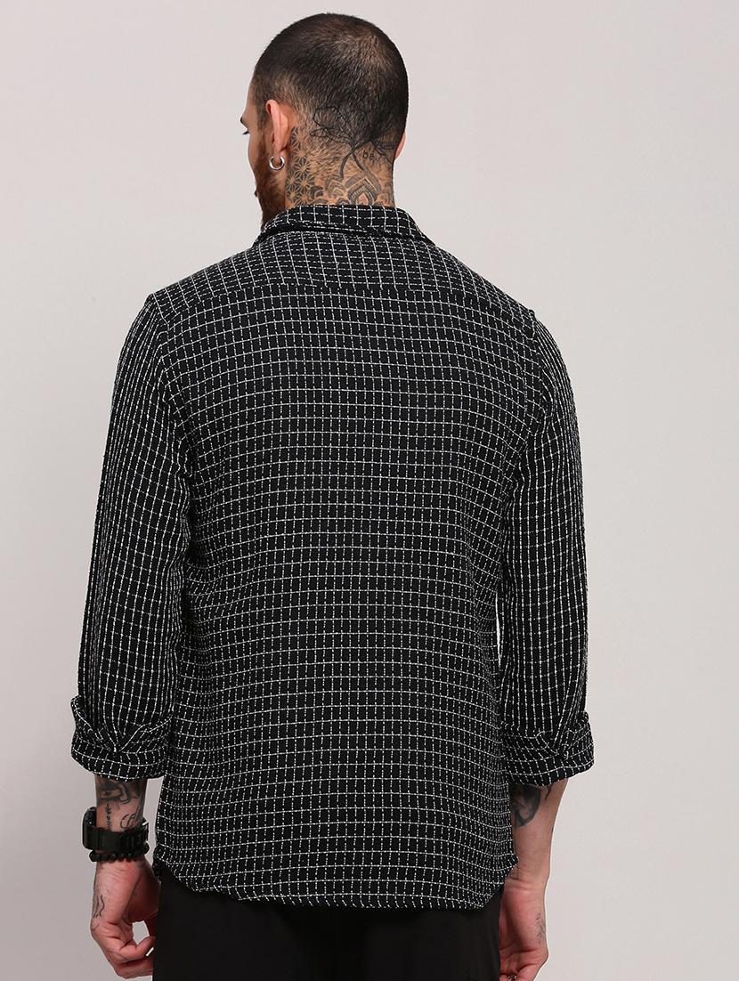 men long sleeves checkered casual shirt - 21682375 - Standard Image - 2