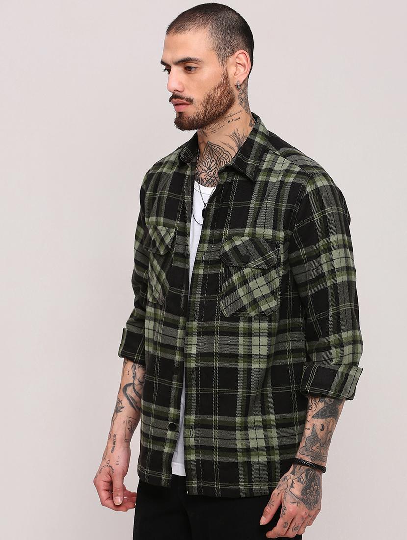 men long sleeves checkered casual shirt - 21682378 - Standard Image - 2