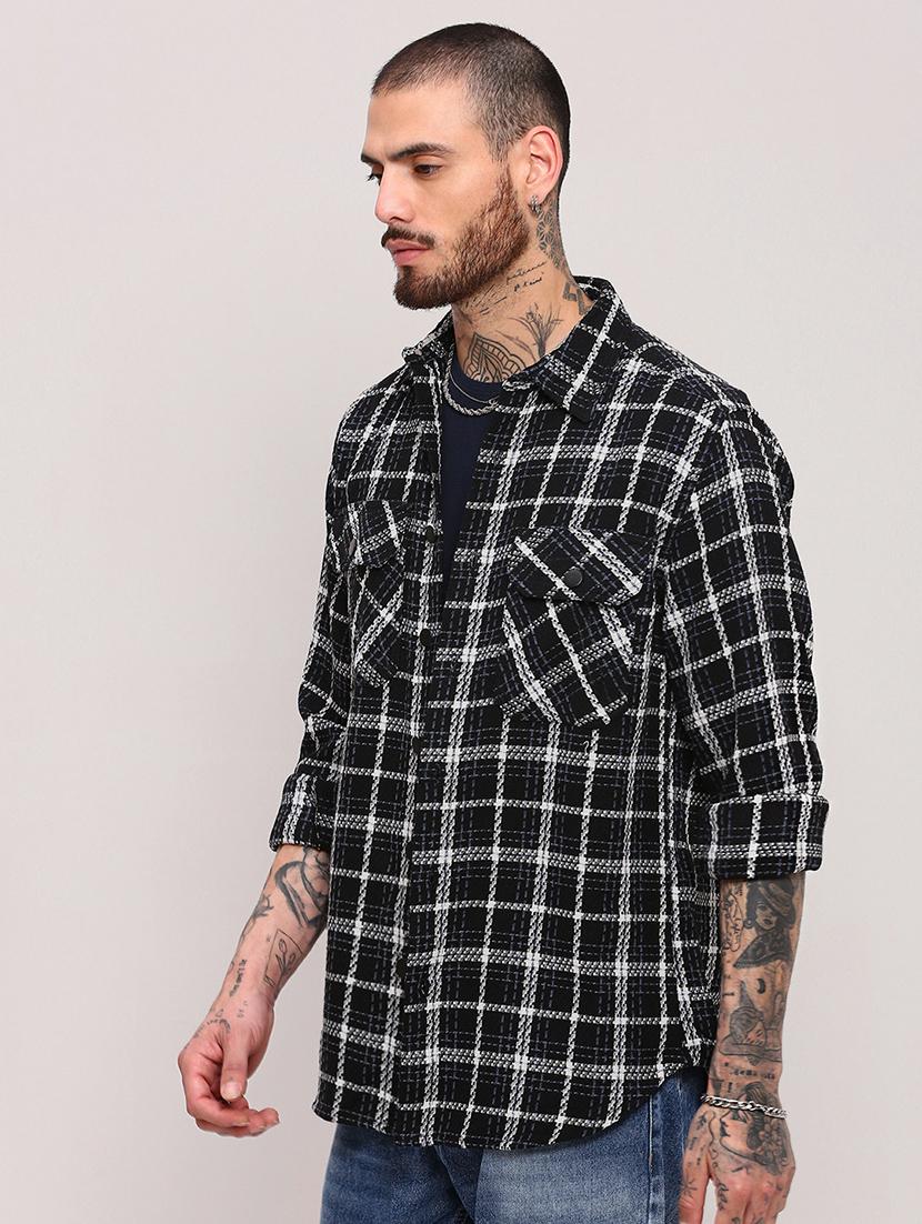 men long sleeves checkered casual shirt - 21682386 - Standard Image - 2