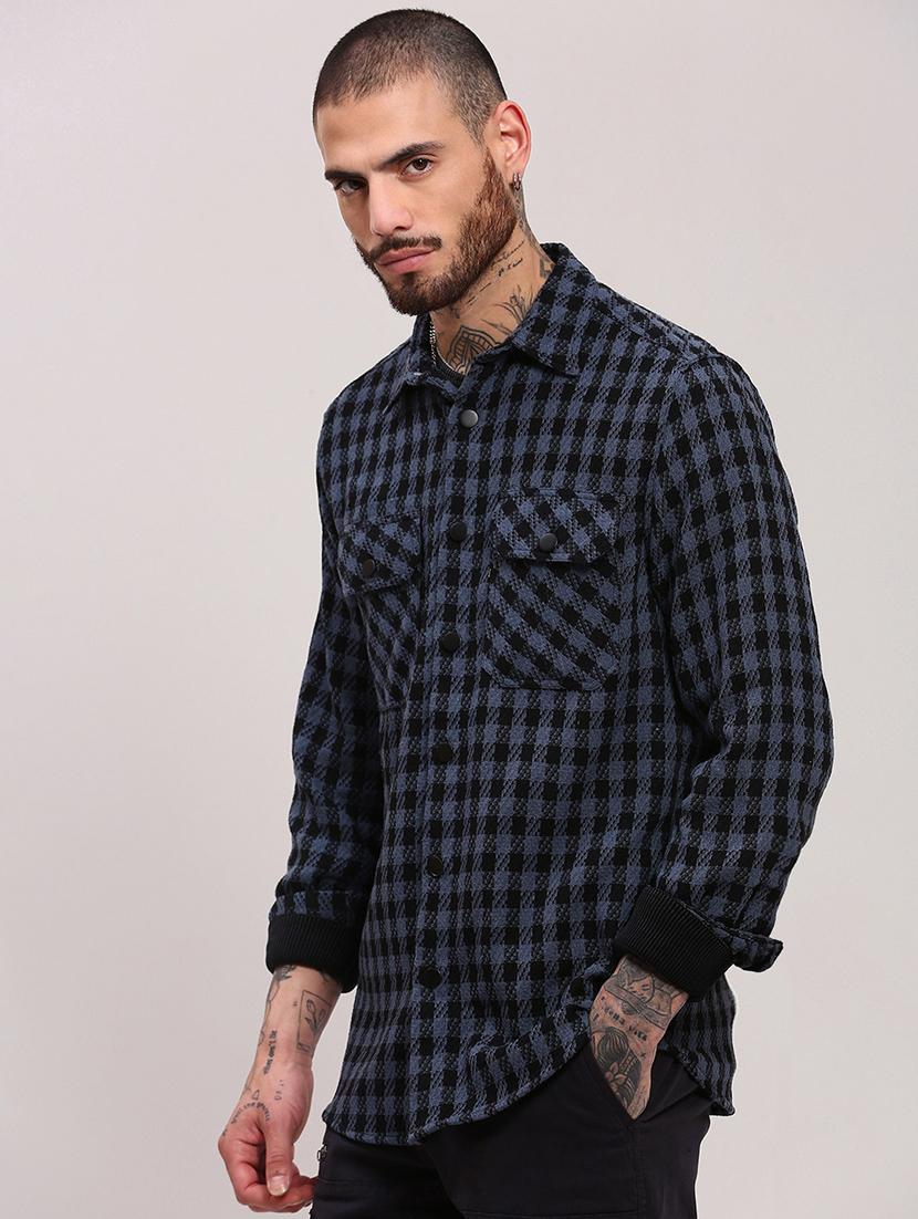 men long sleeves checkered casual shirt - 21682388 - Standard Image - 2