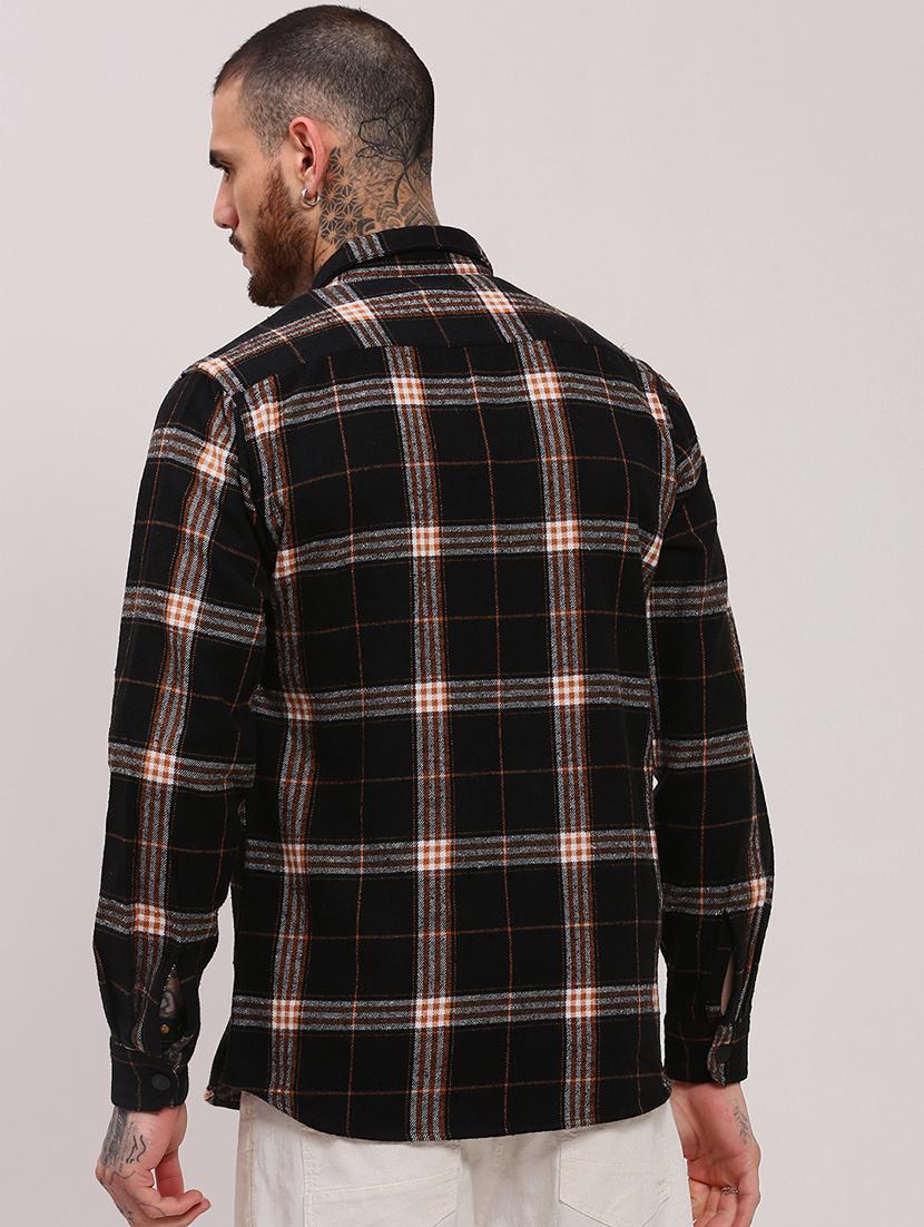 men long sleeves checkered casual shirt - 21682390 - Standard Image - 2