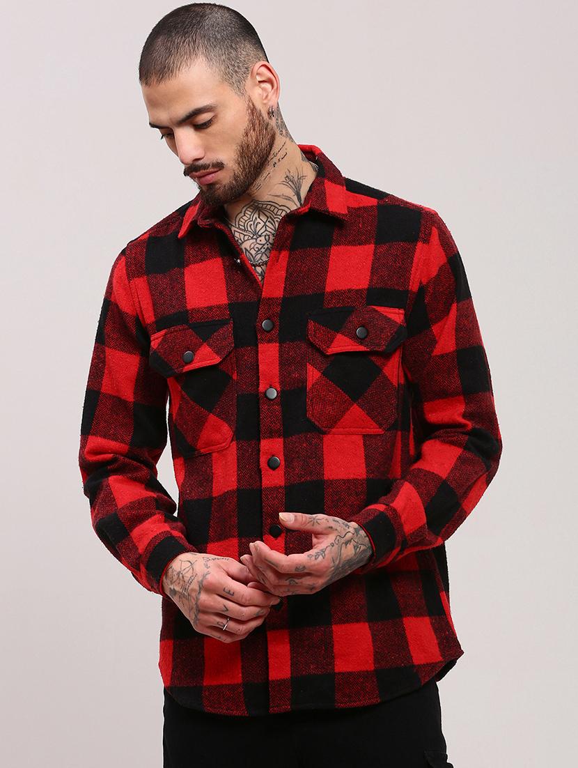 men long sleeves checkered casual shirt - 21682391 - Zoom Image - 0