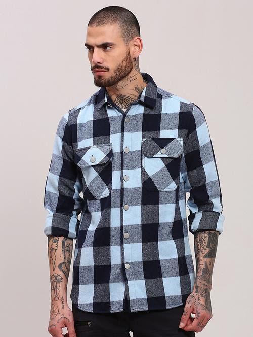 men long sleeves checkered casual shirt - 21682392 -  Standard Image - 0