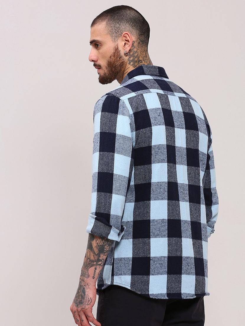 men long sleeves checkered casual shirt - 21682392 - Standard Image - 2