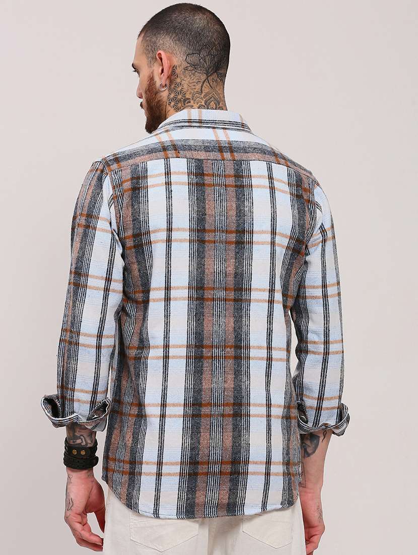 men long sleeves checkered casual shirt - 21682393 -  Standard Image - 2