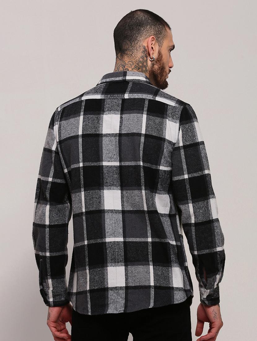 men long sleeves checkered casual shirt - 21682394 - Standard Image - 2