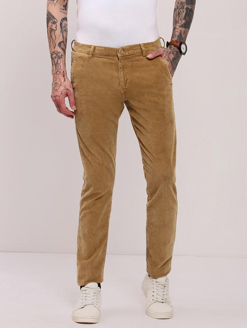 men low rise solid cordurory trouser - 21682448 - Standard Image - 0