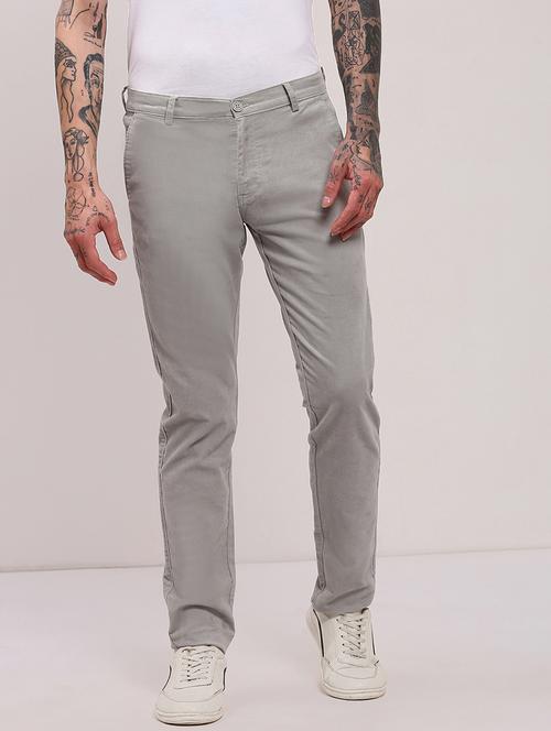 men low rise solid chinos - 21682449 - Standard Image - 0
