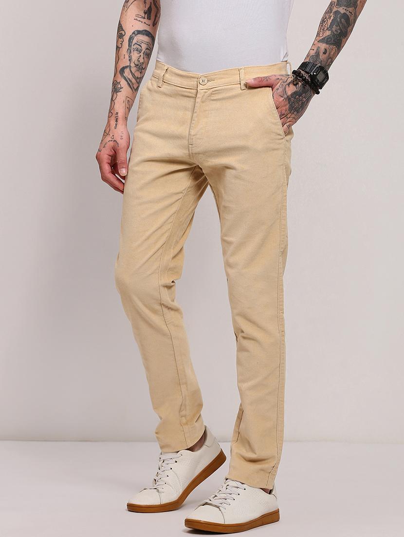 men low rise solid chinos - 21682454 - Standard Image - 2
