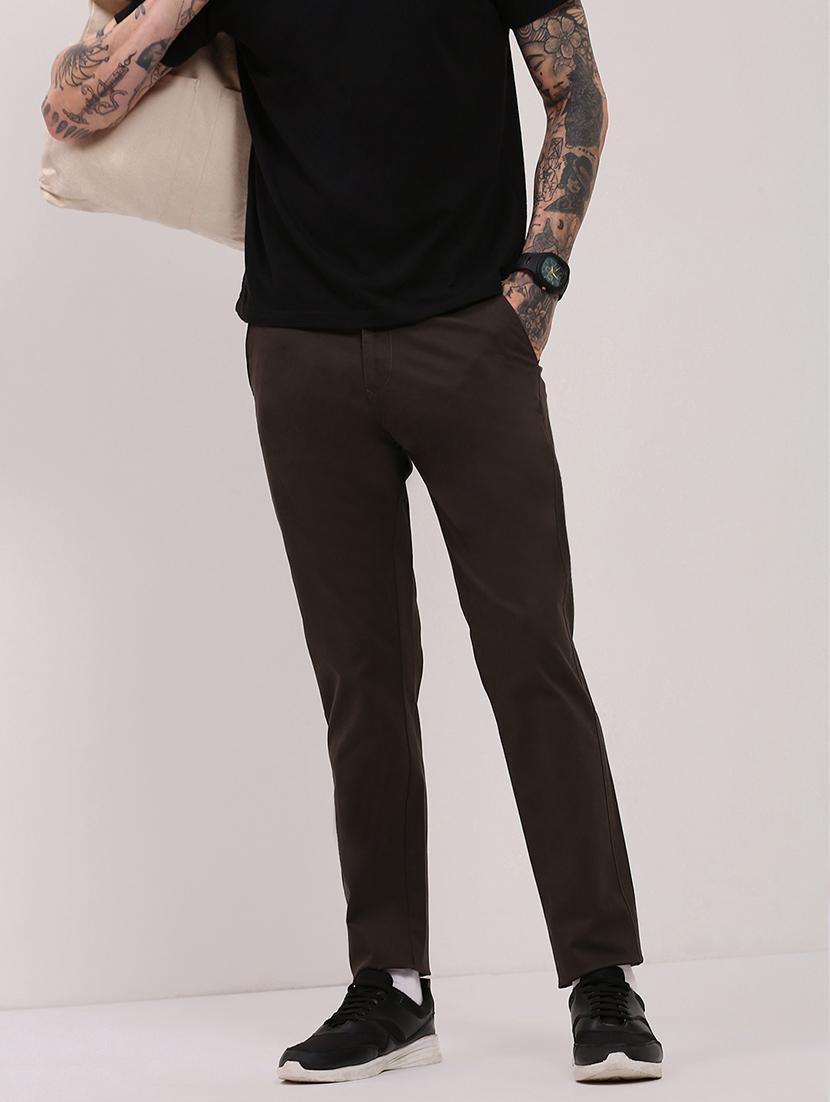 men low rise solid chinos - 21682461 - Standard Image - 2