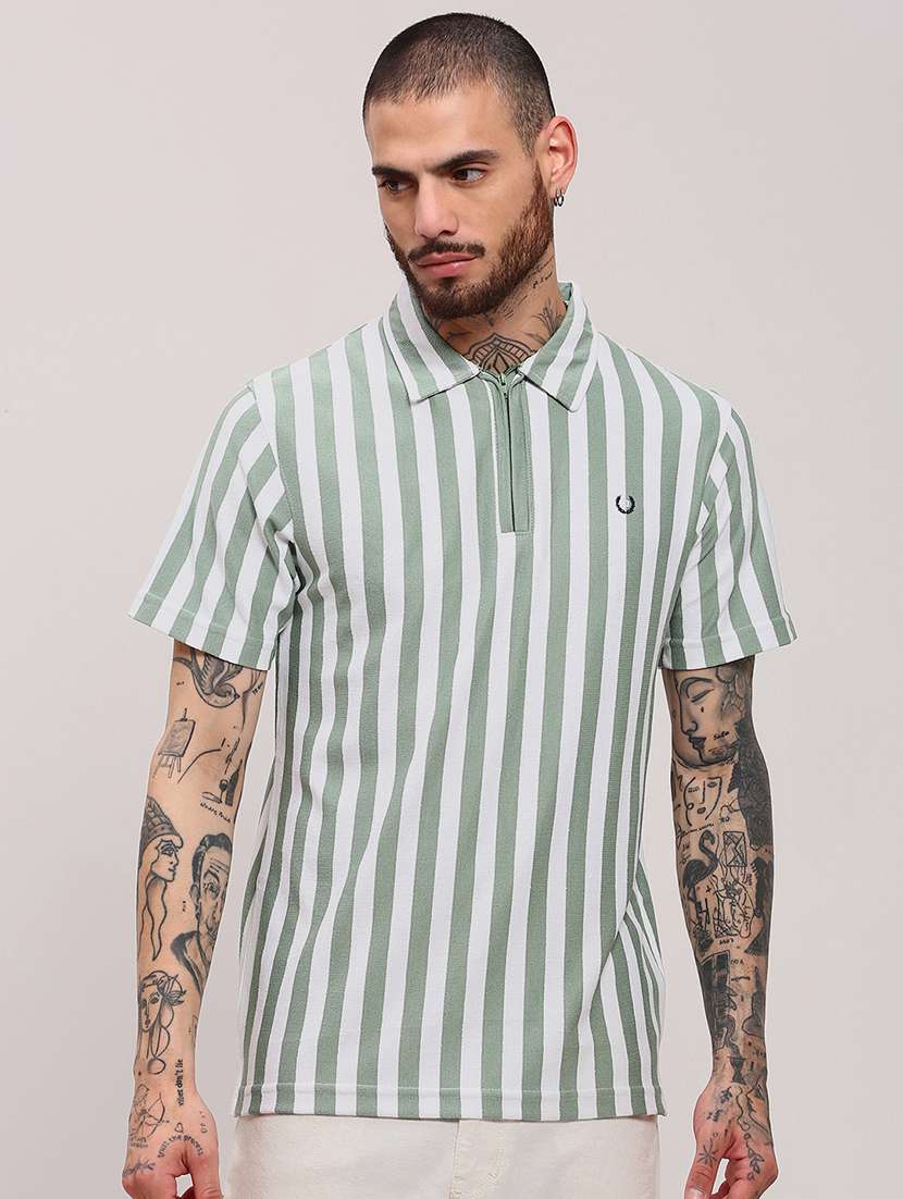 men short sleeves striped polo t-shirt