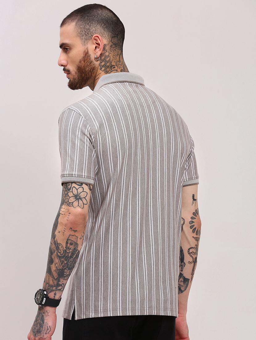 men short sleeves striped polo t-shirt - 21682478 - Standard Image - 2