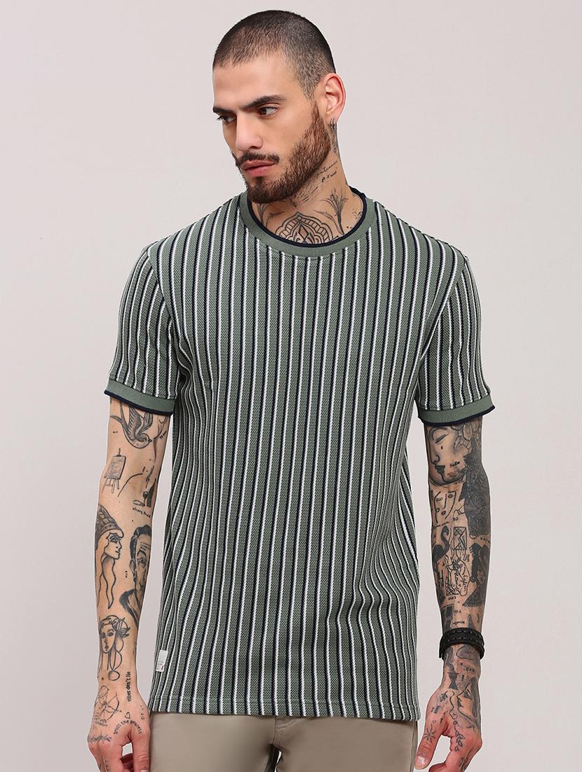 men short sleeves striped t-shirt