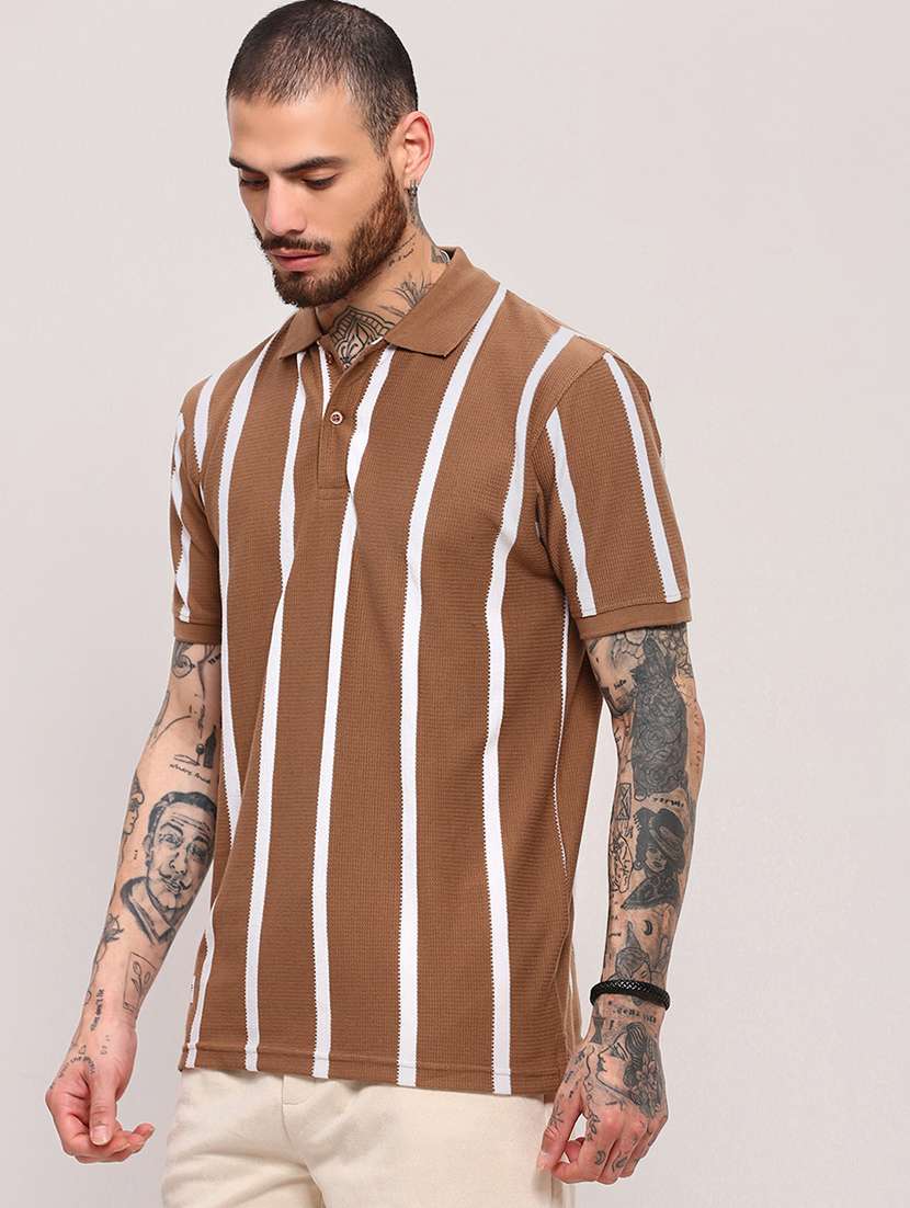 men short sleeves striped polo t-shirt - 21682499 -  Standard Image - 2