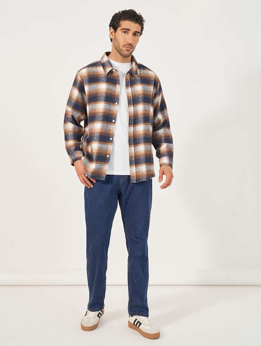 men long sleeves checkered casual shirt - 21682529 -  Standard Image - 2
