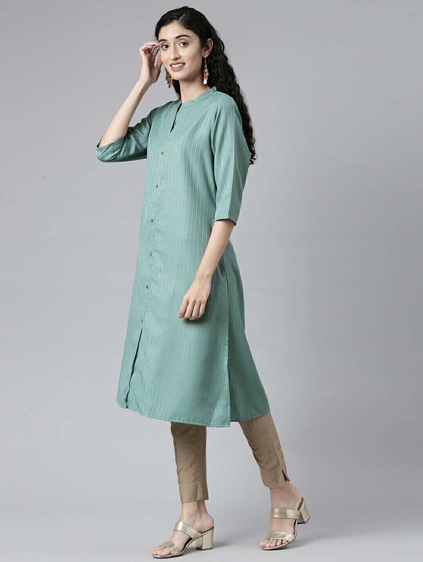 women self designed mandarin neck a-line kurta - 21682757 - Standard Image - 2