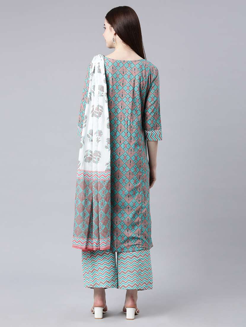 women printed notch neck suit set - 21682812 - Standard Image - 2