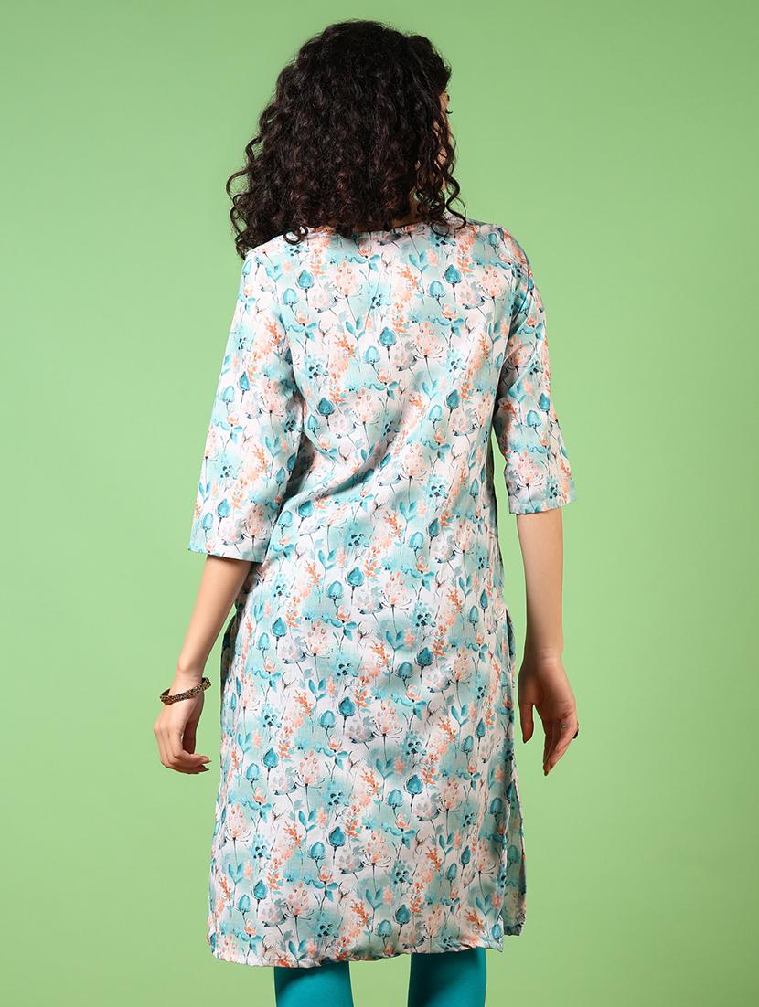 women printed three quarter sleeve kurta - 21682917 - Standard Image - 2