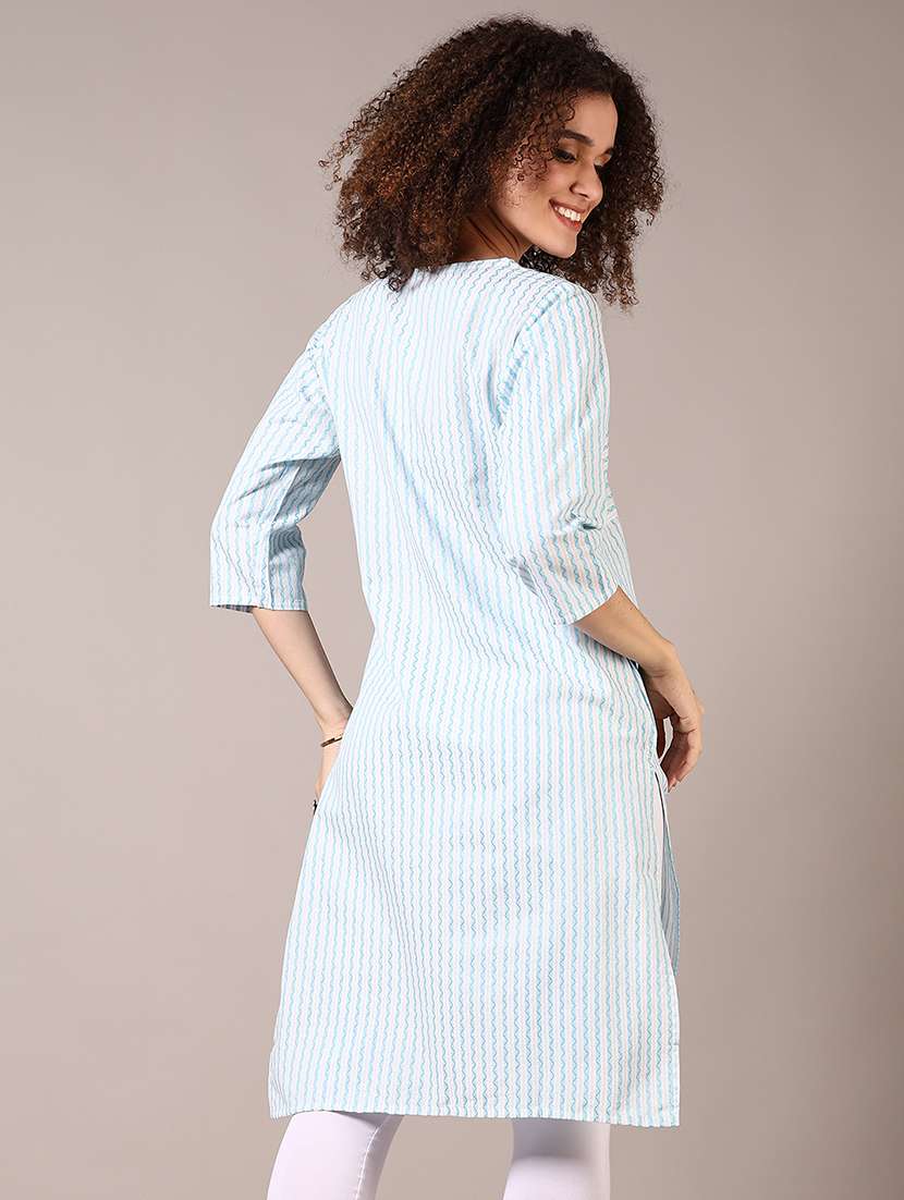 women printed three quarter sleeve kurta - 21682935 -  Standard Image - 2