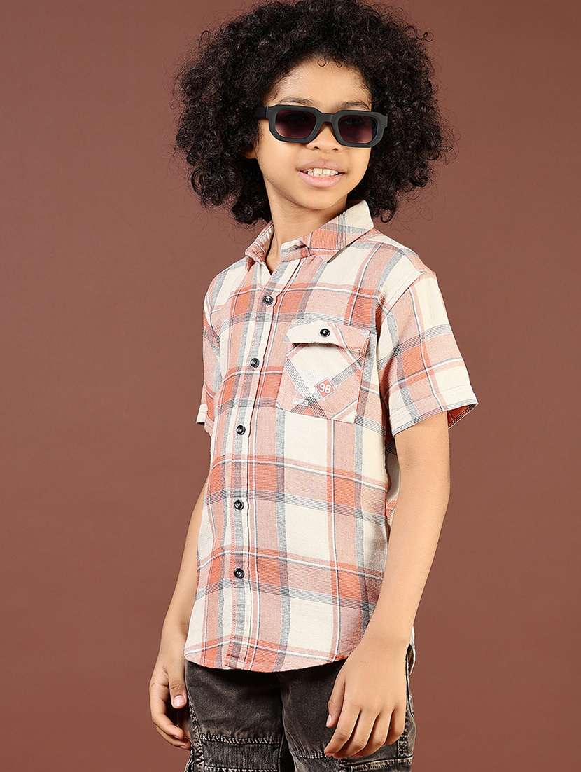 boys checkered collared casual shirt