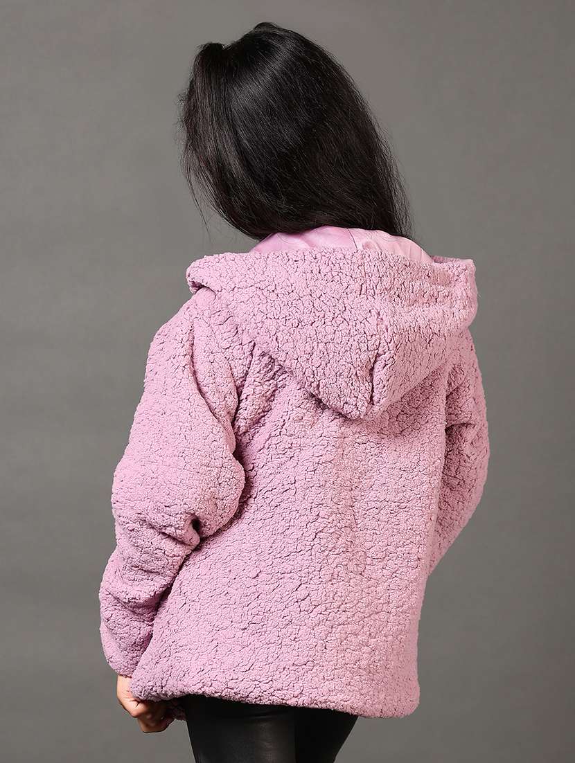 girls solid hooded long sleeves sweatshirt - 21683040 -  Standard Image - 2