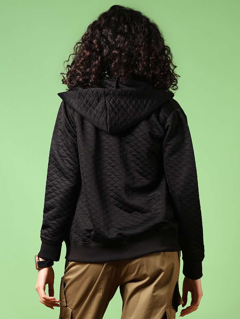 women solid hooded long sleeves sweatshirt - 21683043 - Standard Image - 2