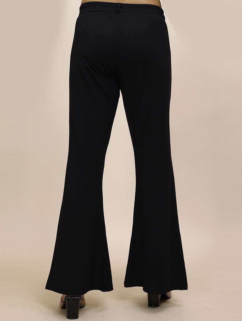 women solid mid rise bootcut trouser - 21683267 -  Standard Image - 2