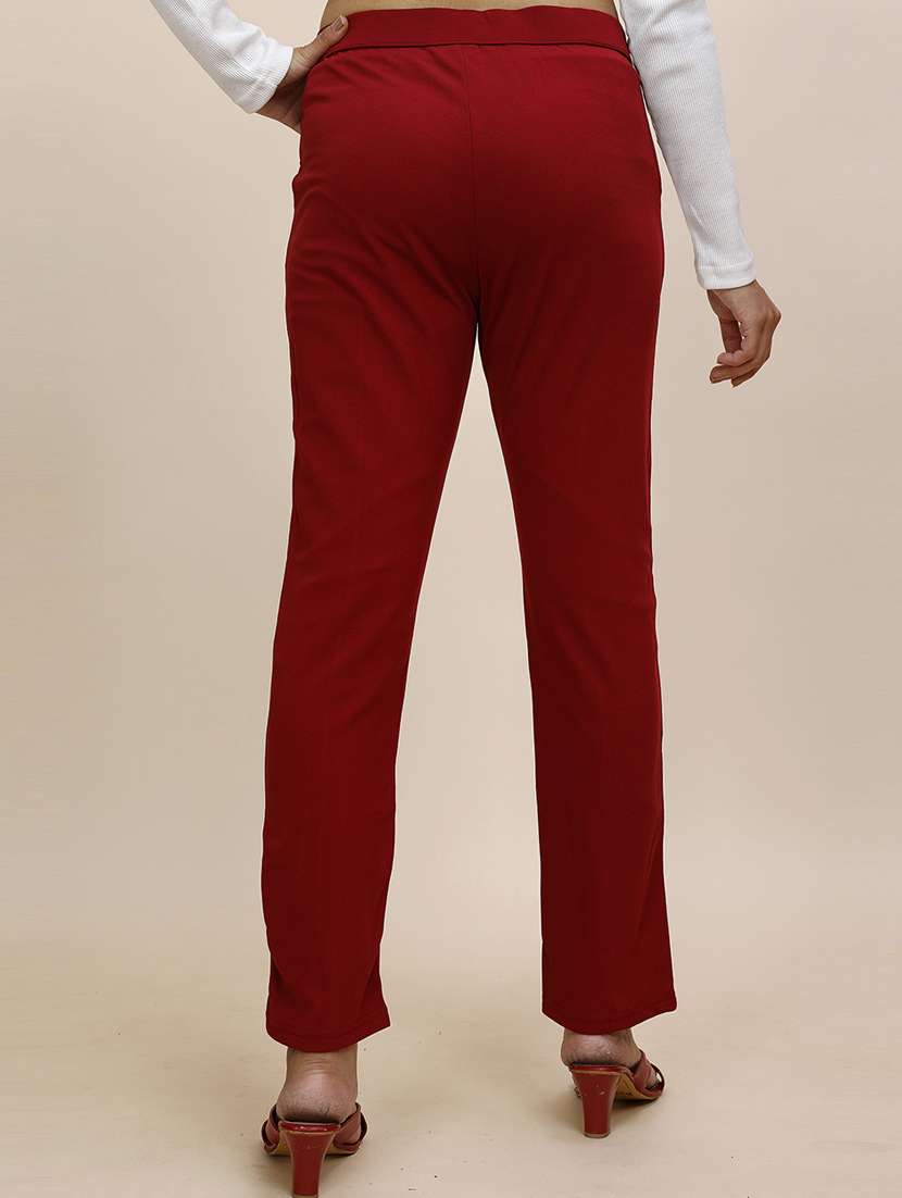women solid mid rise cigarette pants  - 21683271 -  Standard Image - 2