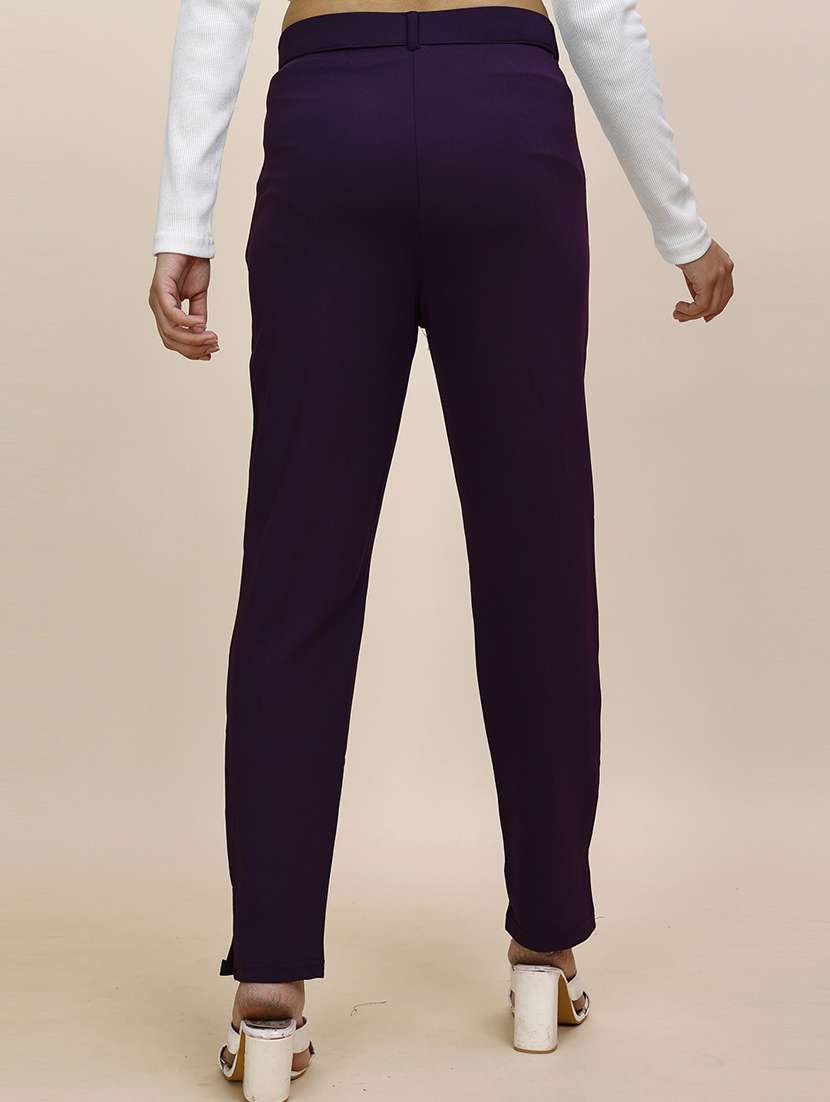women solid mid rise cigarette pants  - 21683279 -  Standard Image - 2