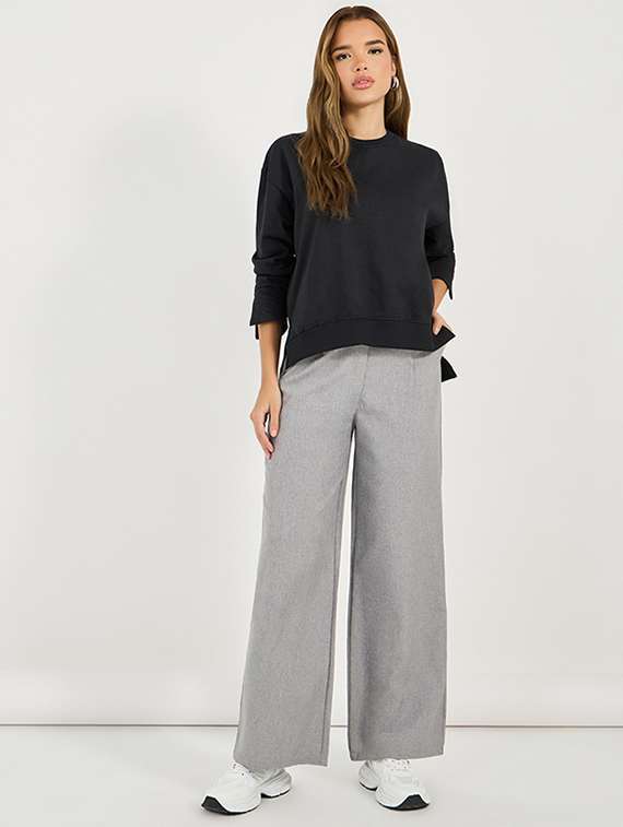 women solid long sleeves sweatshirt - 21683326 -  Standard Image - 2