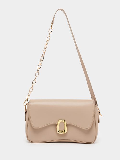 beige pu sling bag - 21683329 - Standard Image - 0